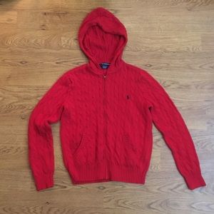 Ralph Loren Sport Red Cable Stitch Sweater